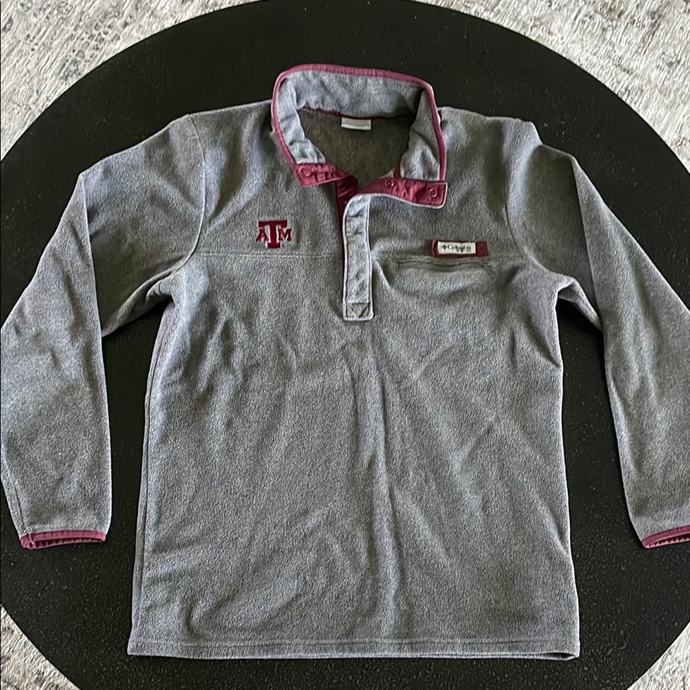 Columbia Gray and Maroon Zip-Up Fleece Pullover - Texas A&M